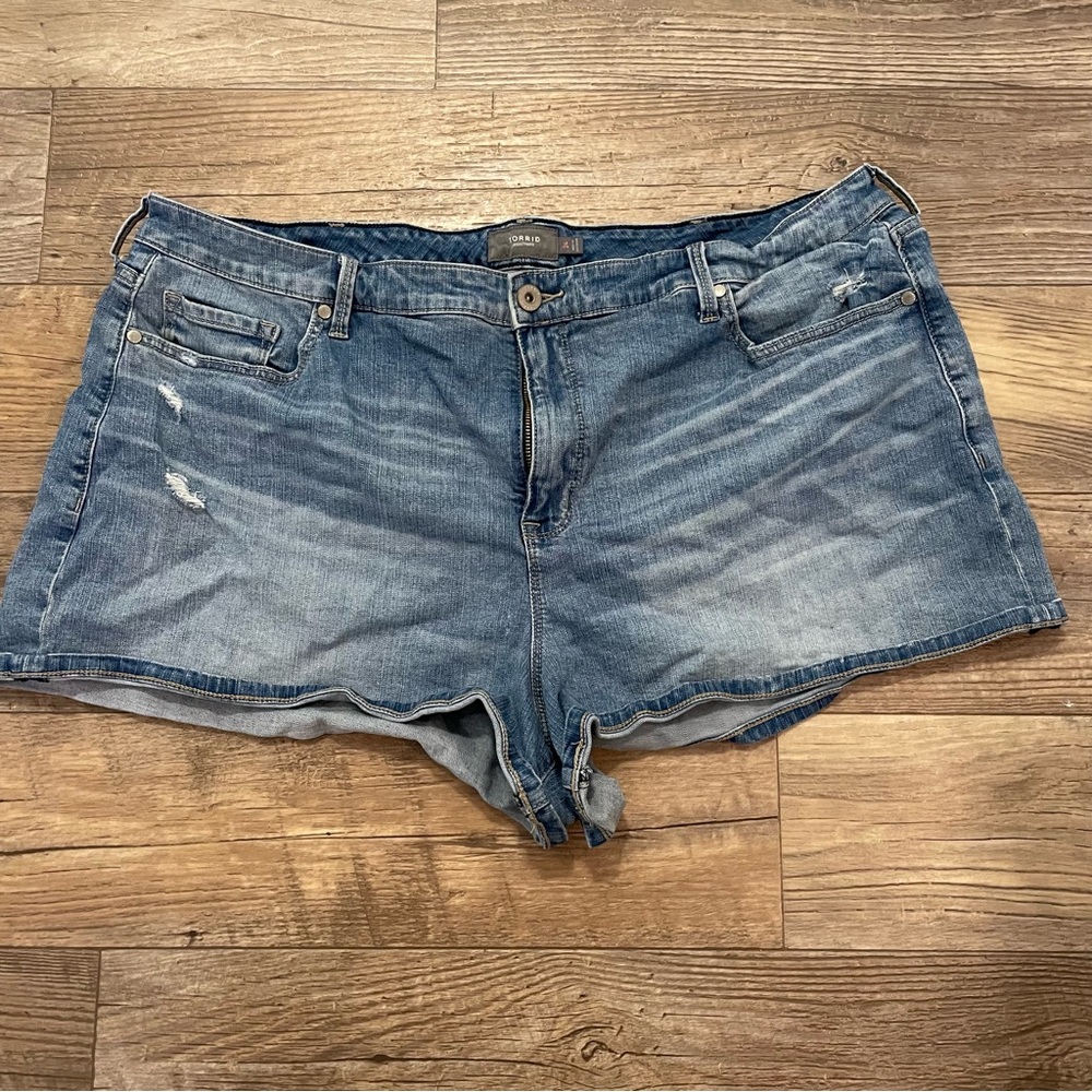 Torrid Distressed Blue Jean Shorts